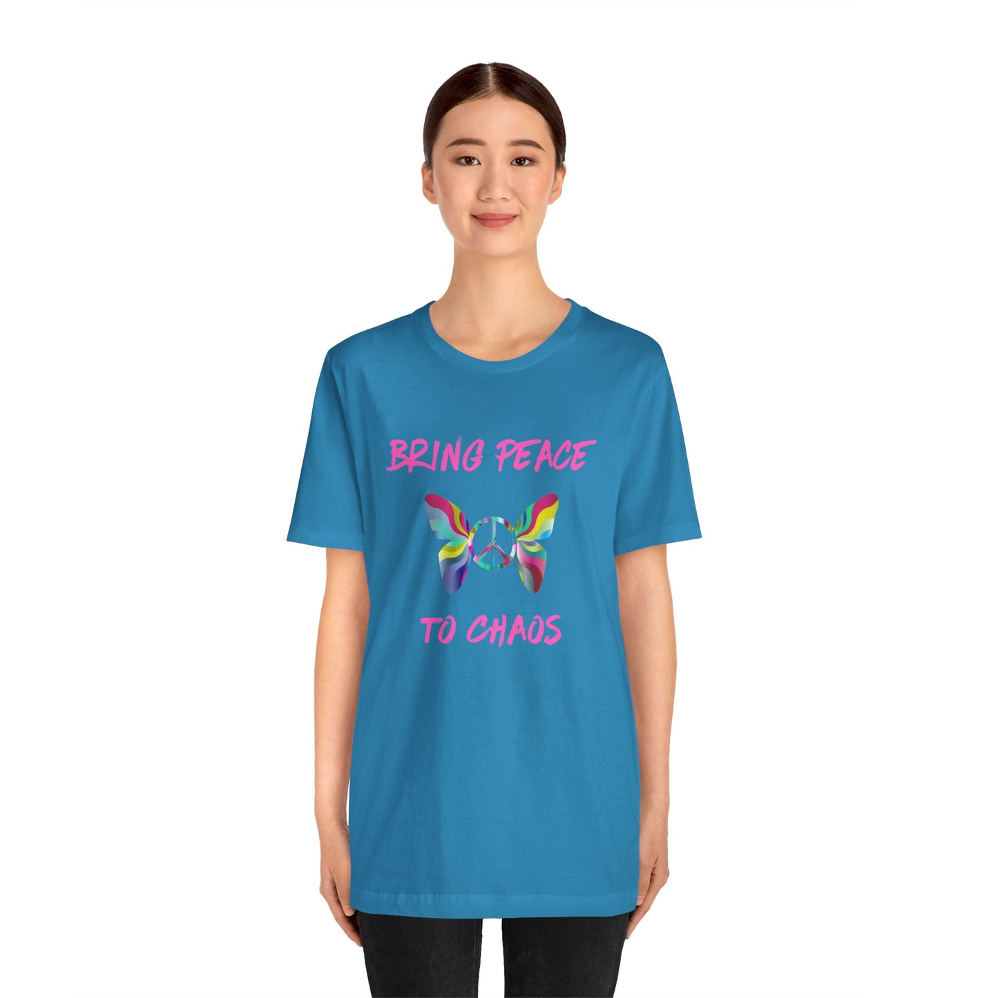 Bring Peace to Chaos (Pink Version)-Unisex Jersey Short Sleeve Tee