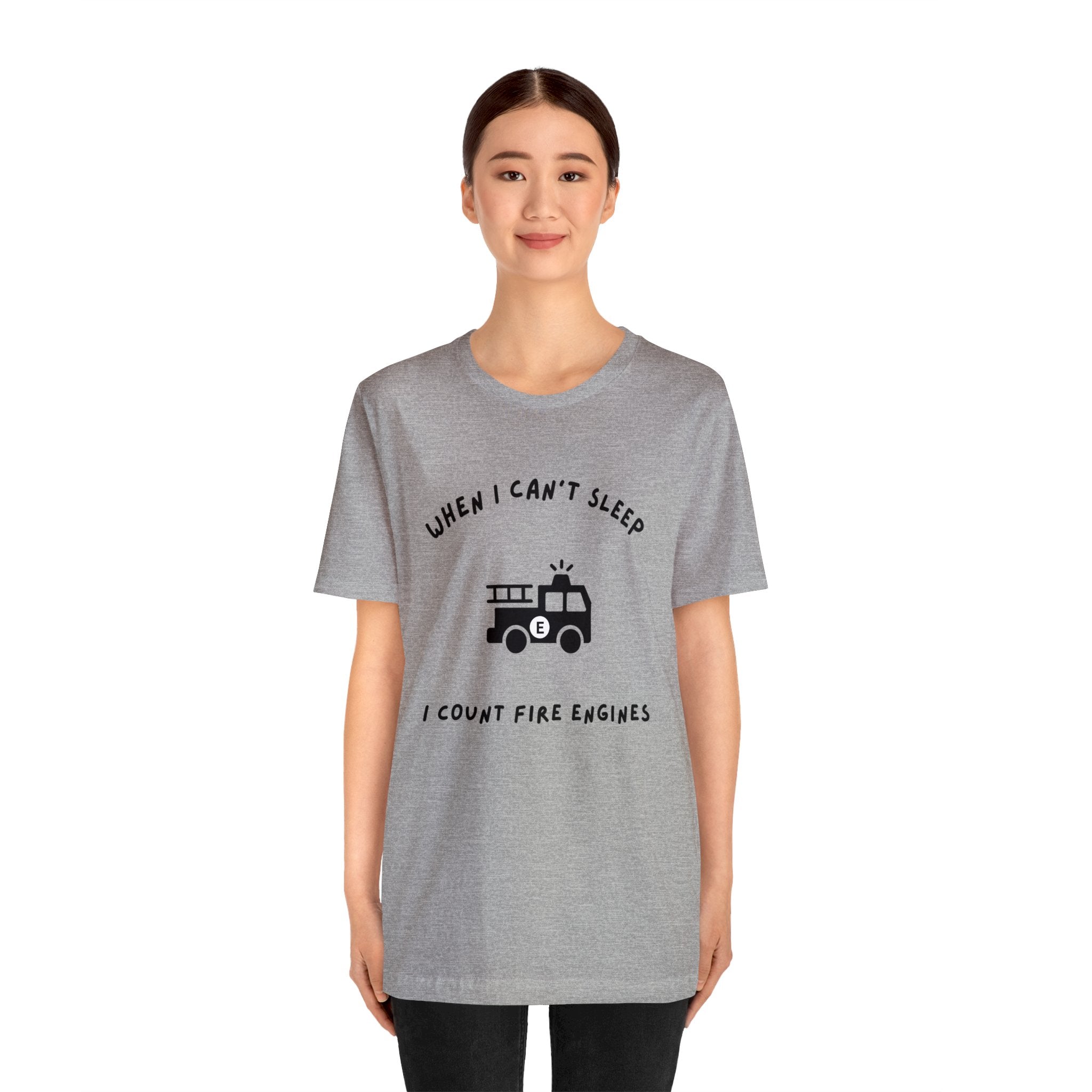 When I Can't Sleep I Count Fire Engines-Unisex Jersey Short Sleeve Tee