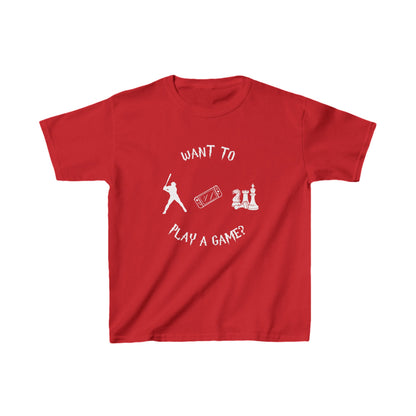 Want to Play a Game?-Kids Heavy Cotton™ Tee