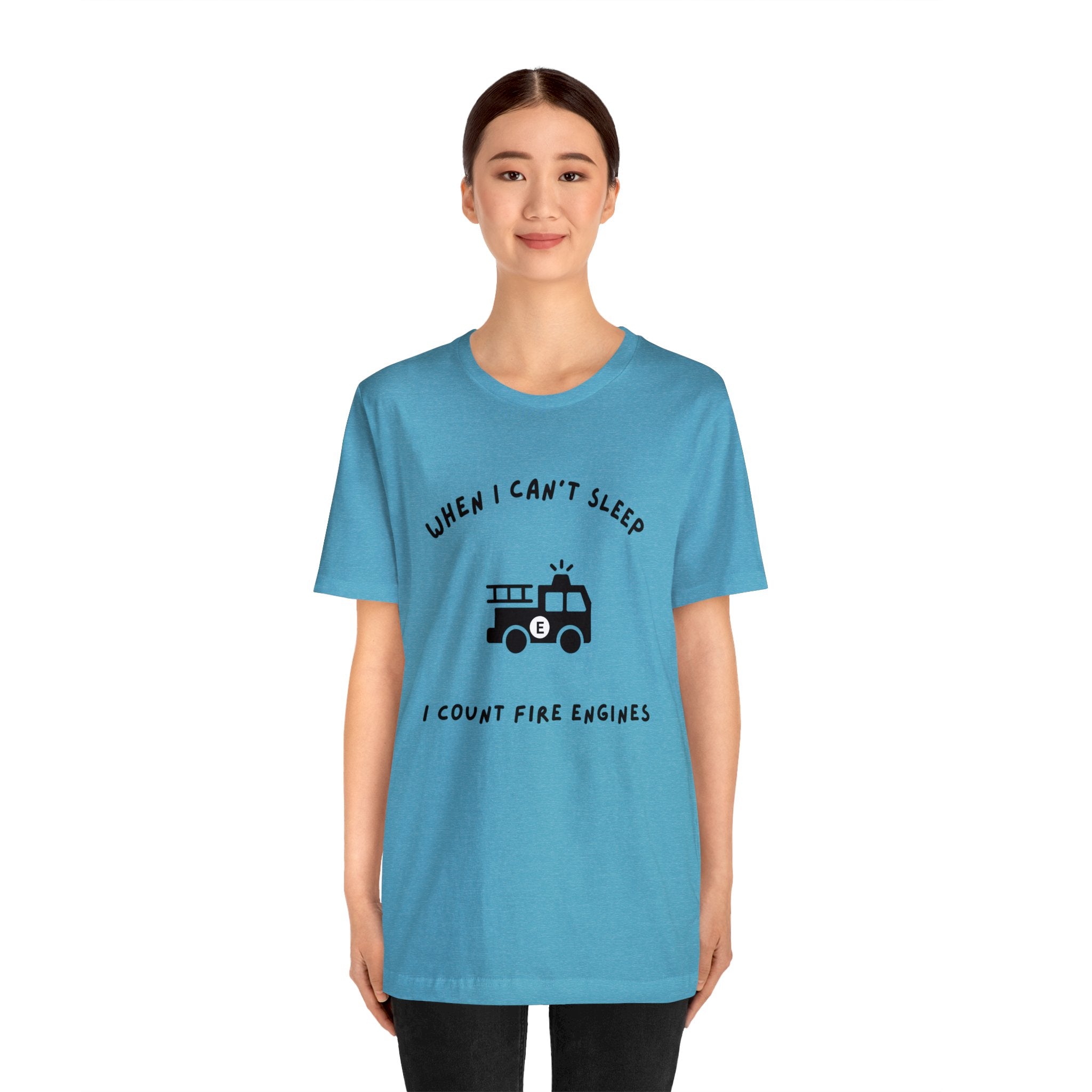 When I Can't Sleep I Count Fire Engines-Unisex Jersey Short Sleeve Tee