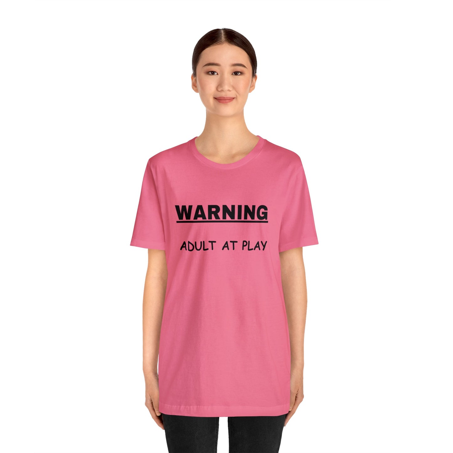 WARNING Adult at Play-Unisex Short Sleeve Tee