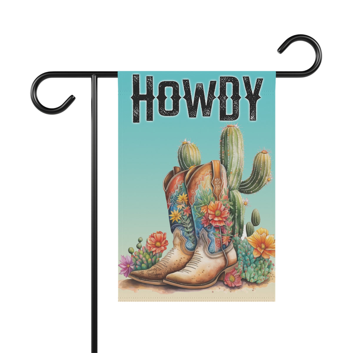 HOWDY Banner, Garden Decor, Southwestern Style, Outdoor Statement Piece, Housewarming Gift, Cactus Art