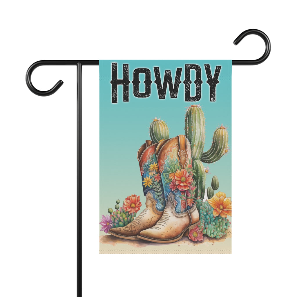 HOWDY Banner, Garden Decor, Southwestern Style, Outdoor Statement Piece, Housewarming Gift, Cactus Art
