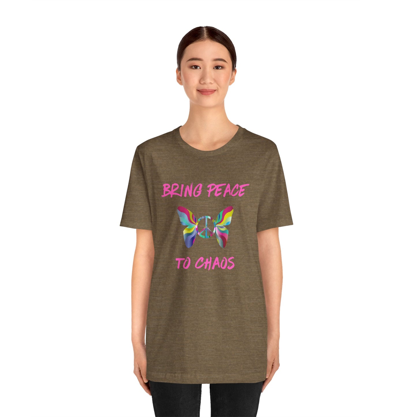 Bring Peace to Chaos (Pink Version)-Unisex Jersey Short Sleeve Tee