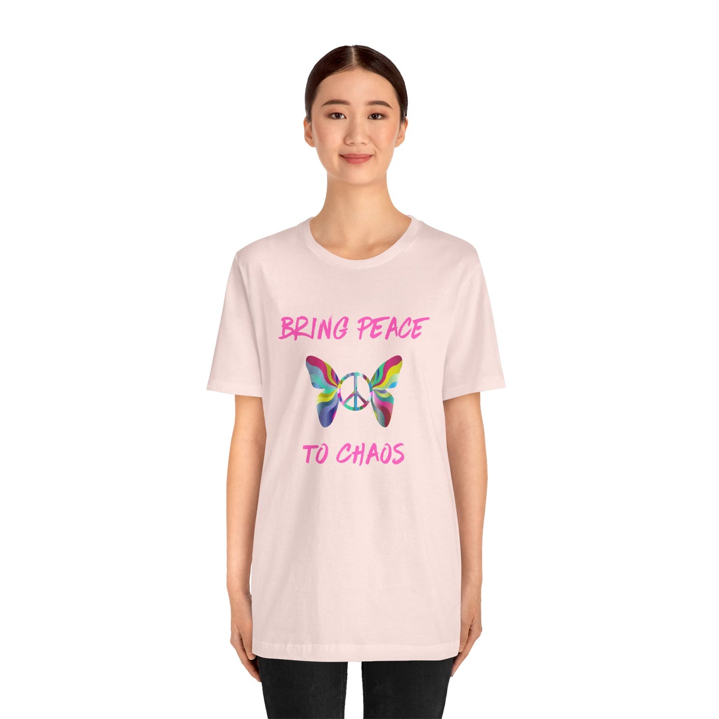 Bring Peace to Chaos (Pink Version)-Unisex Jersey Short Sleeve Tee