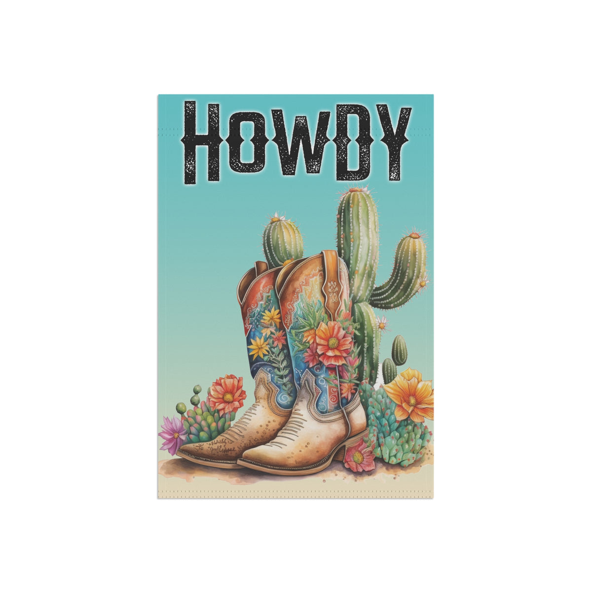 HOWDY Banner, Garden Decor, Southwestern Style, Outdoor Statement Piece, Housewarming Gift, Cactus Art