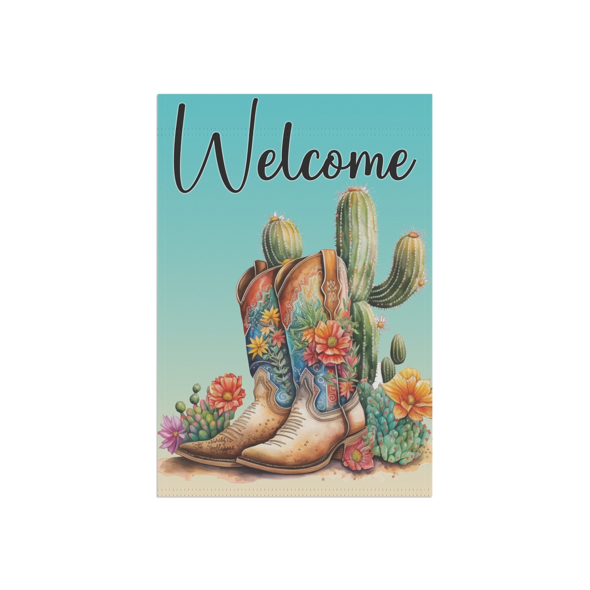 Rustic Welcome Banner, Garden Decor, Southwestern Style, Outdoor Statement Piece, Housewarming Gift, Cactus Art
