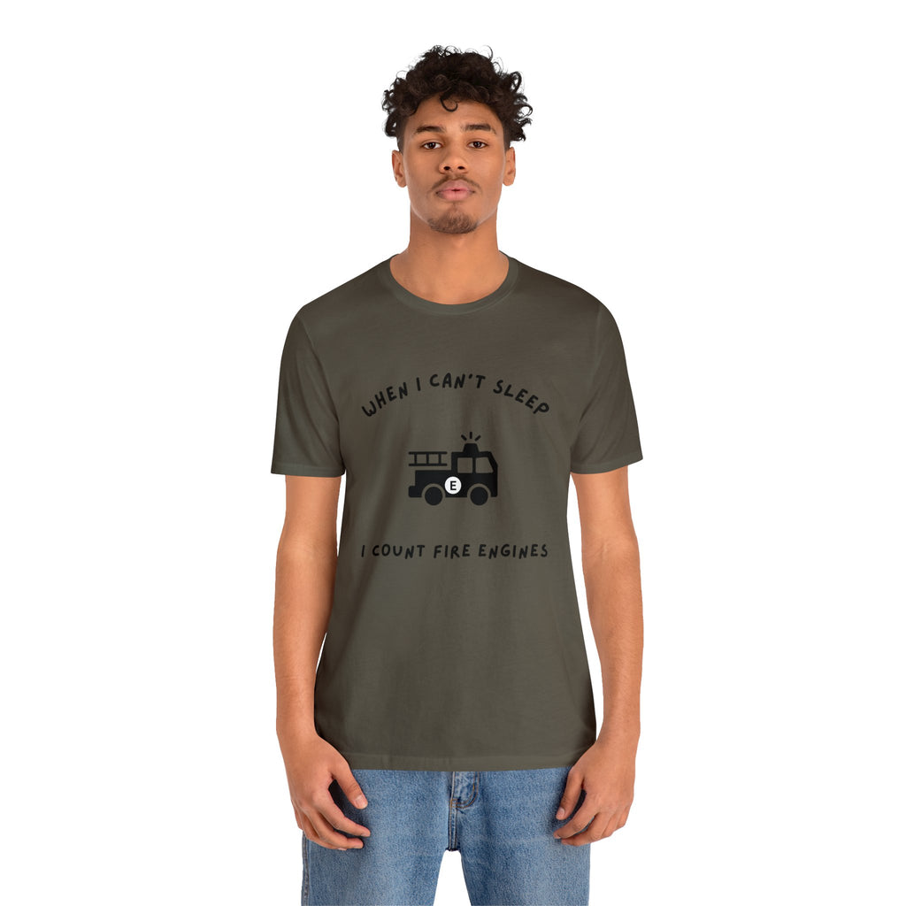 When I Can't Sleep I Count Fire Engines-Unisex Jersey Short Sleeve Tee