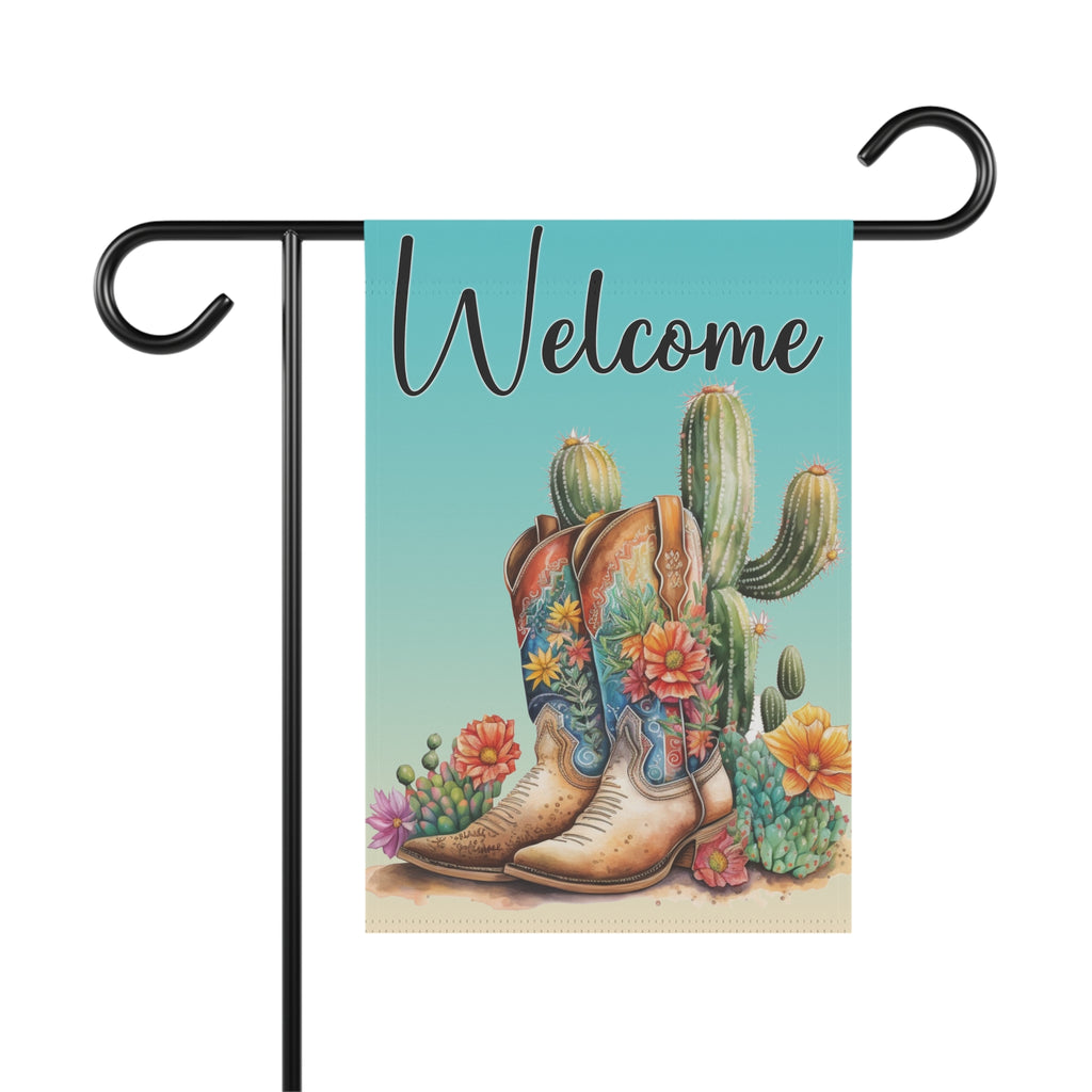 Rustic Welcome Banner, Garden Decor, Southwestern Style, Outdoor Statement Piece, Housewarming Gift, Cactus Art