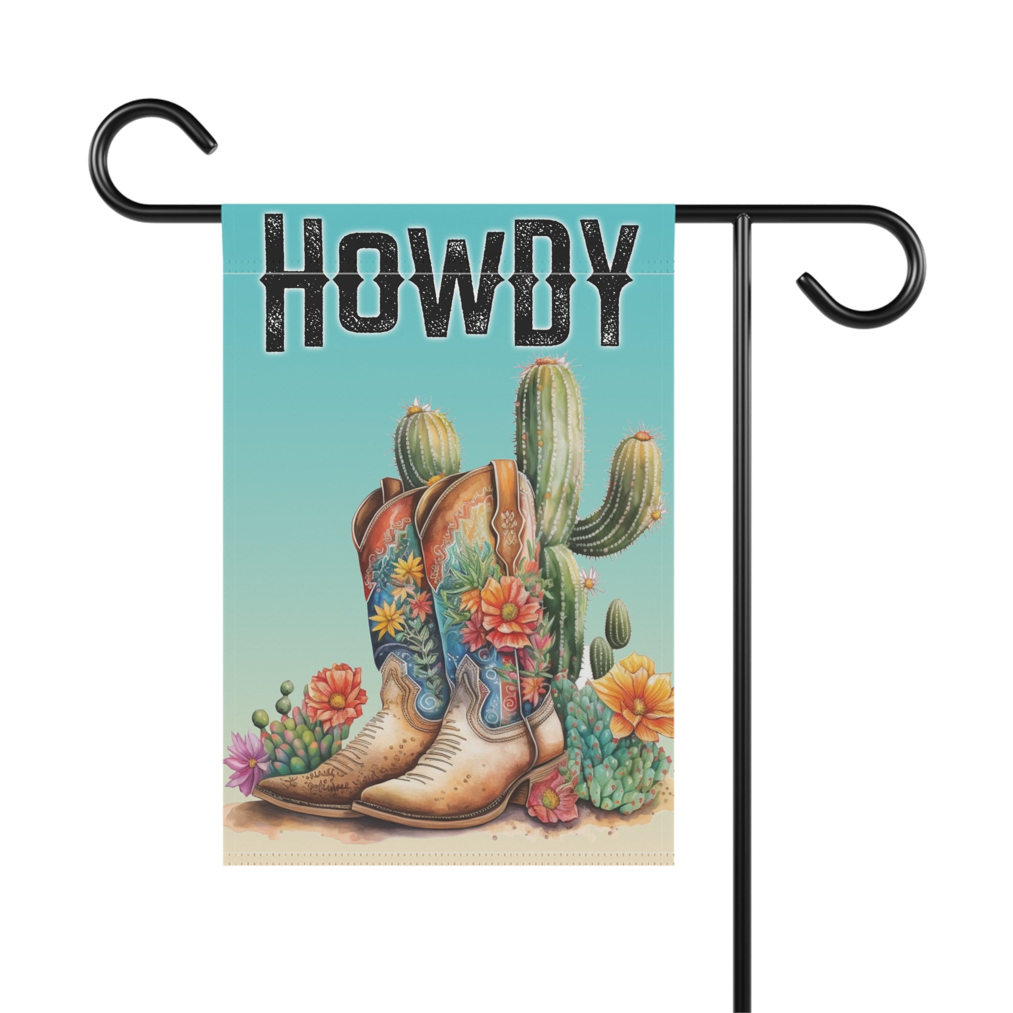 HOWDY Banner, Garden Decor, Southwestern Style, Outdoor Statement Piece, Housewarming Gift, Cactus Art