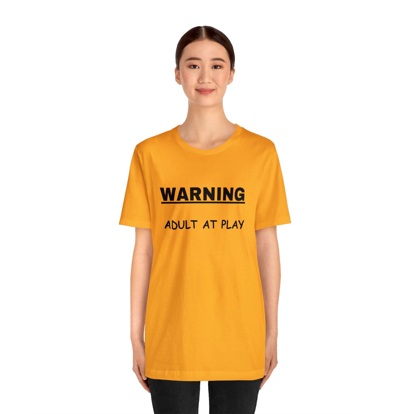 WARNING Adult at Play-Unisex Short Sleeve Tee