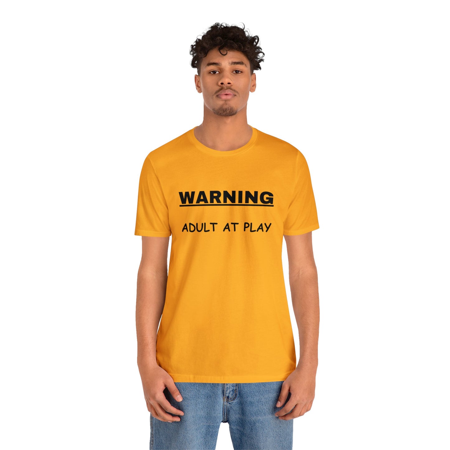 WARNING Adult at Play-Unisex Short Sleeve Tee