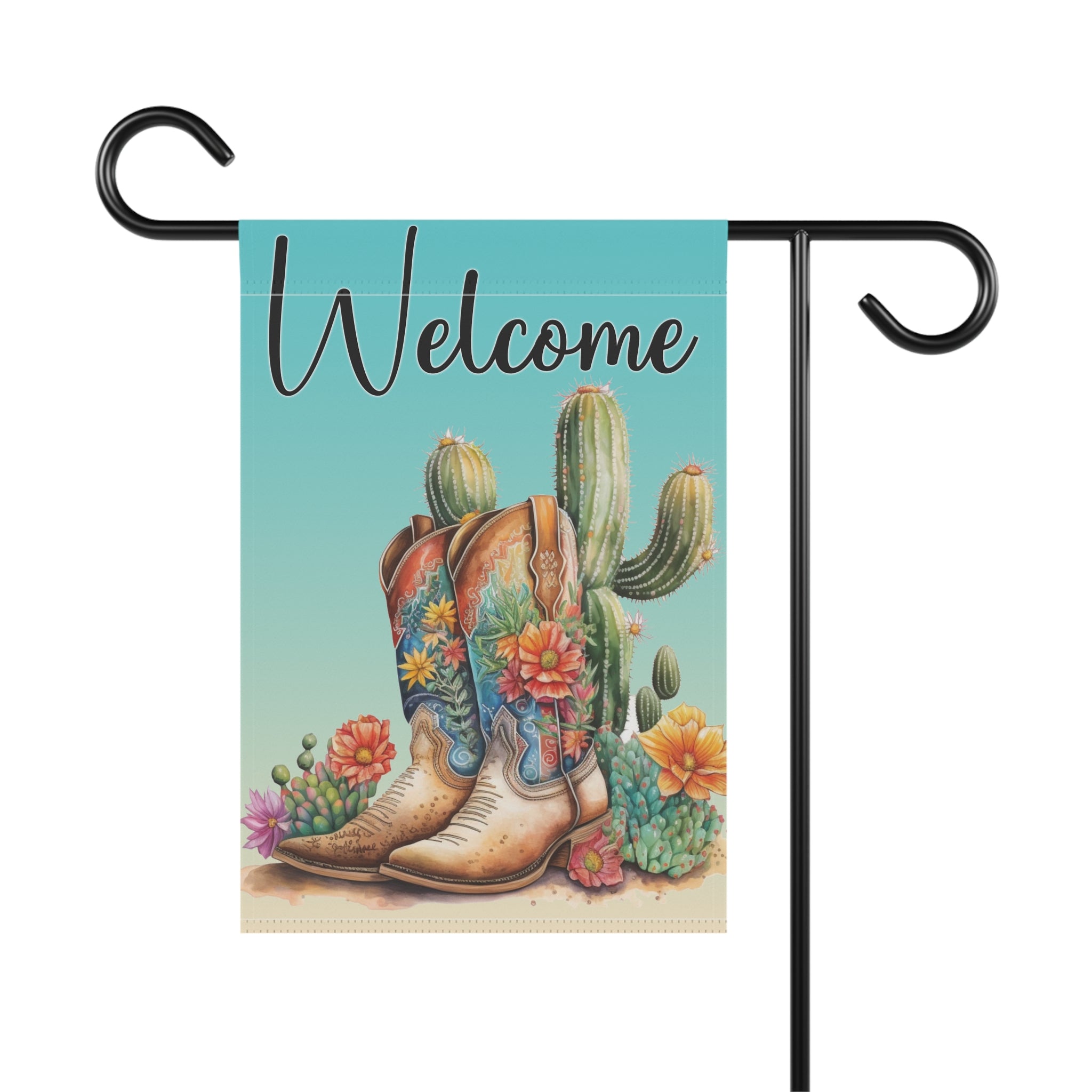 Rustic Welcome Banner, Garden Decor, Southwestern Style, Outdoor Statement Piece, Housewarming Gift, Cactus Art