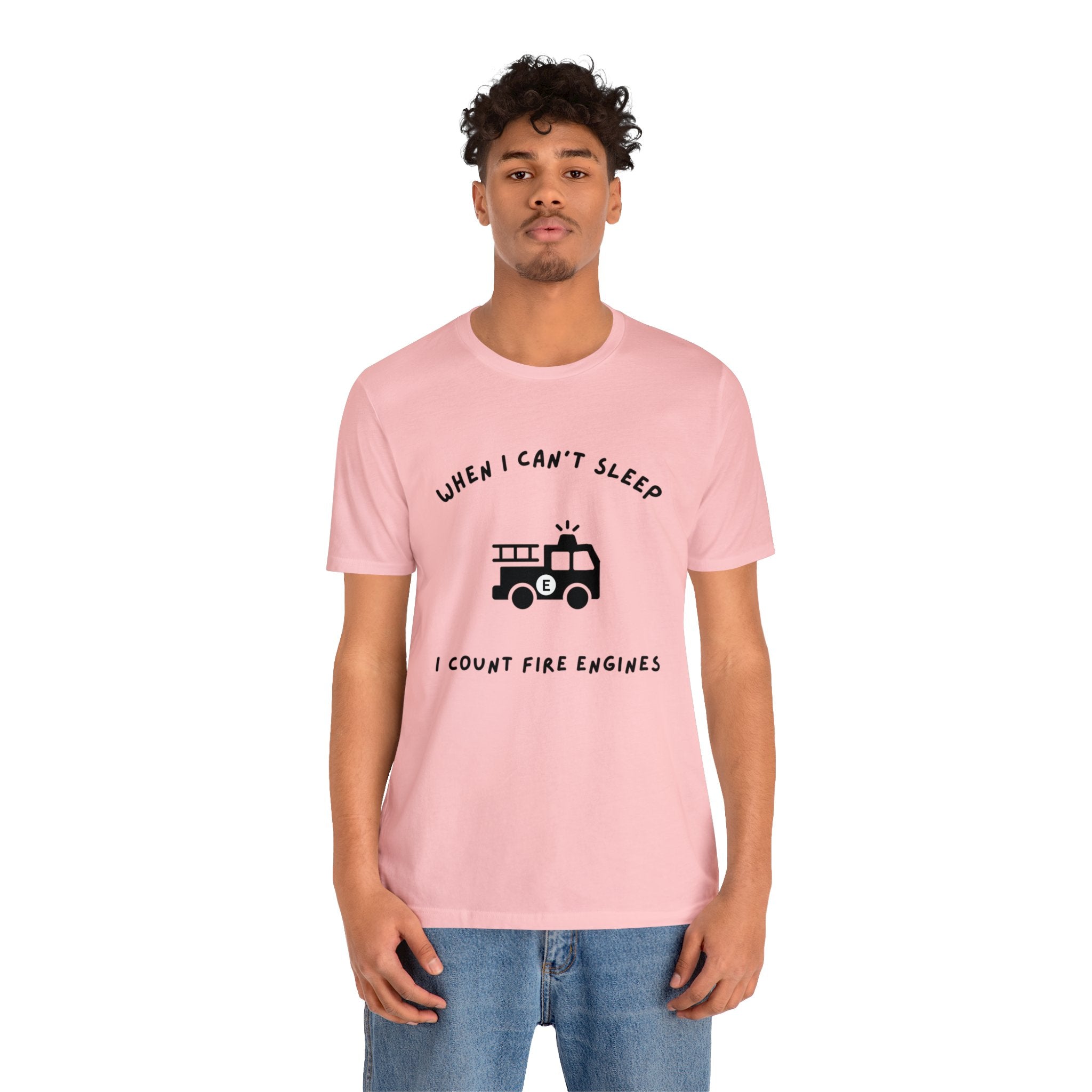 When I Can't Sleep I Count Fire Engines-Unisex Jersey Short Sleeve Tee