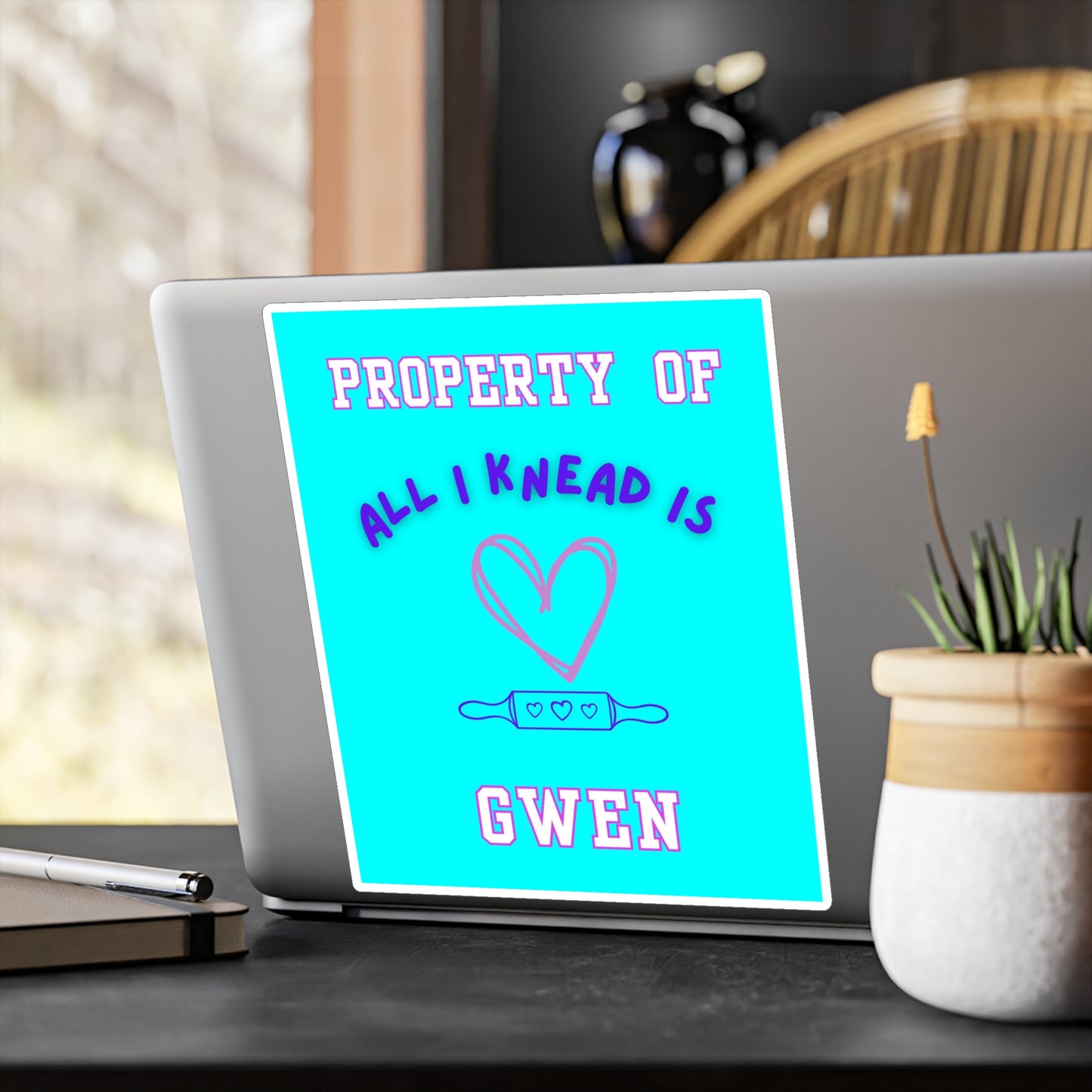 Property of Gwen All I Knead is Love (Personalized) Kiss-Cut Vinyl Decals