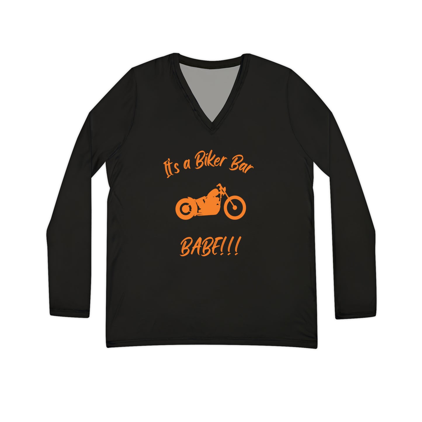 It's a Biker Bar BABE!!!-Women's Long Sleeve V-neck Shirt (AOP)