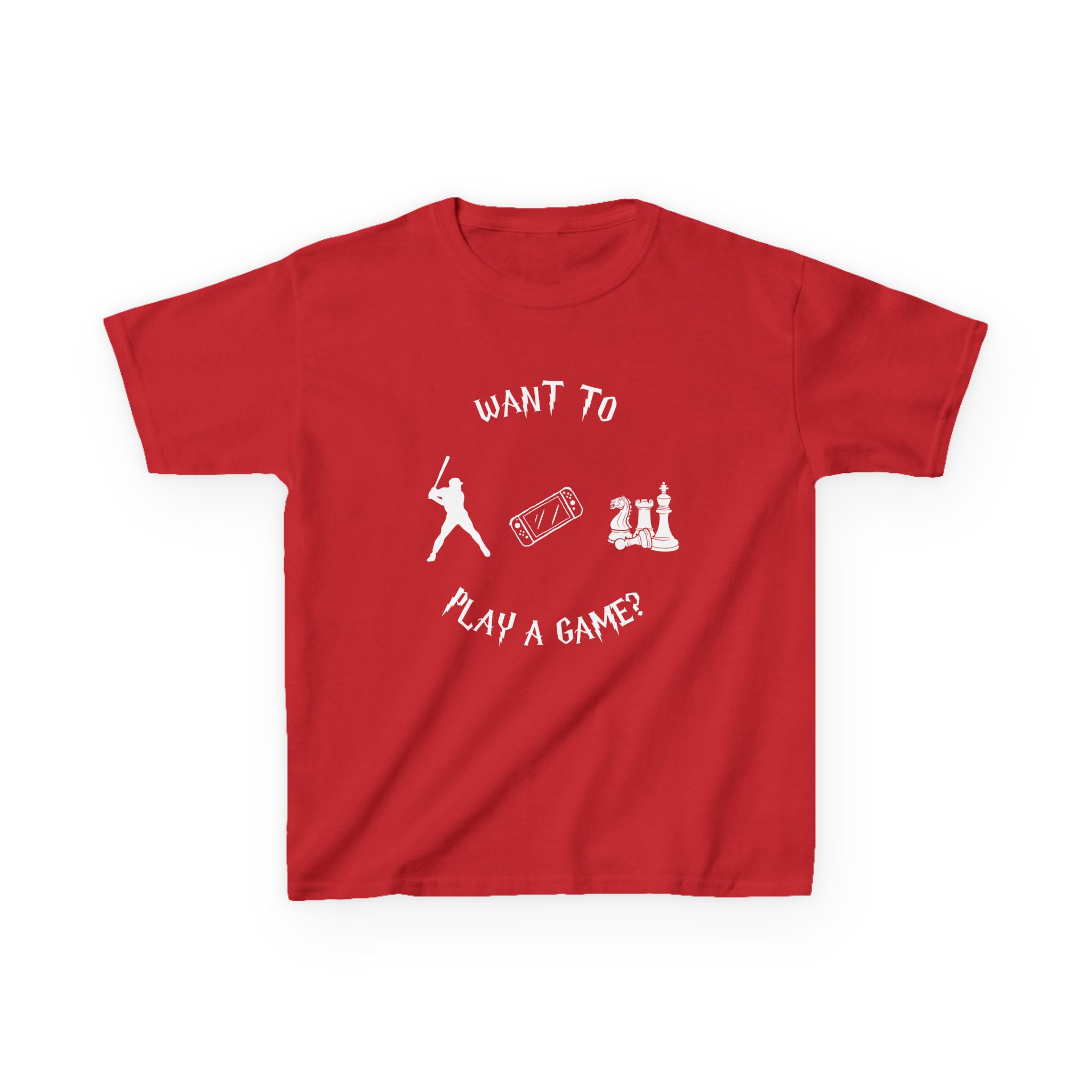 Want to Play a Game?-Kids Heavy Cotton™ Tee - Image 49