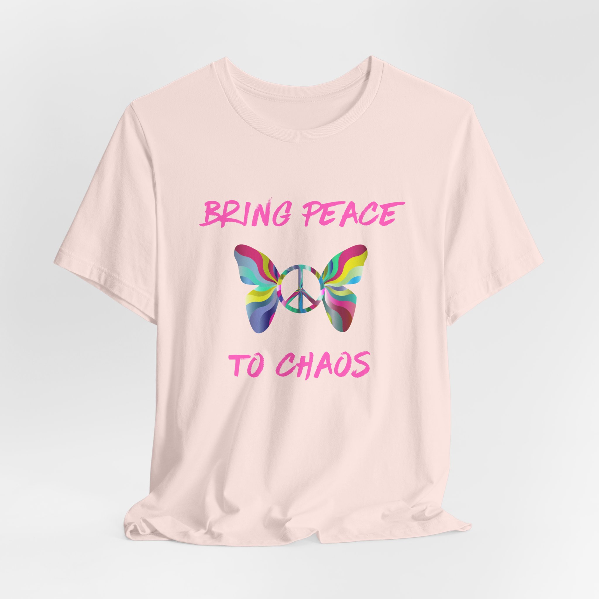 Bring Peace to Chaos (Pink Version)-Unisex Jersey Short Sleeve Tee - Image 8