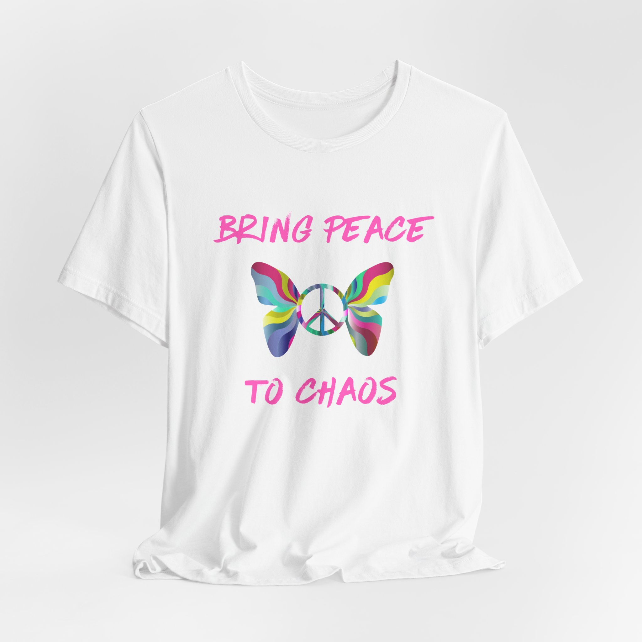 Bring Peace to Chaos (Pink Version)-Unisex Jersey Short Sleeve Tee - Image 4