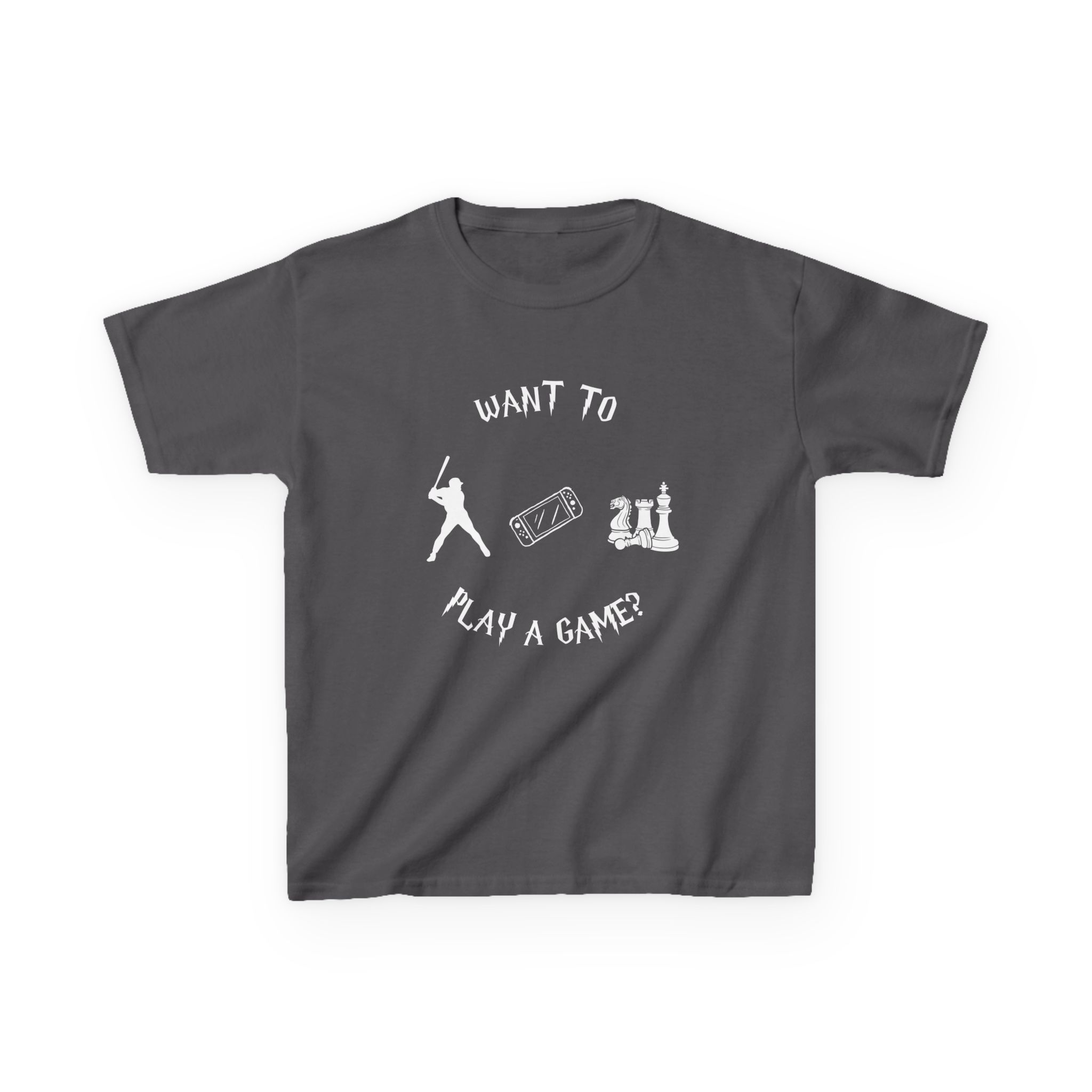 Want to Play a Game?-Kids Heavy Cotton™ Tee - Image 25